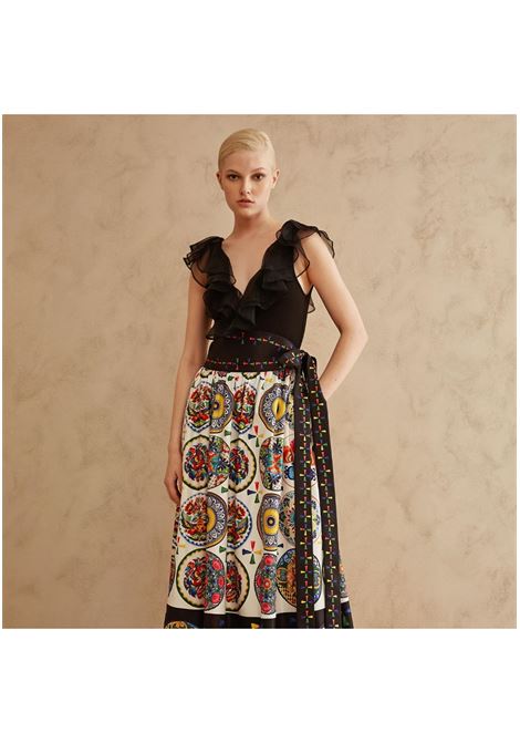 Coordinato corpetto monospalla con gonna fantasia Twins TWINS | Abiti | 3954 3955UNICO